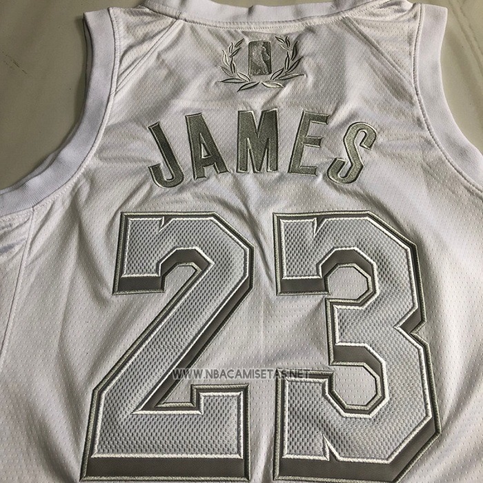 Camiseta Los Angeles Lakers LeBron James NO 23 MVP Blanco